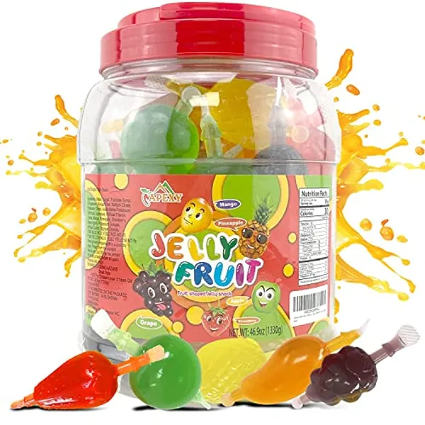 Apexy Jelly Fruit, Tiktok Candy Trend Items, Tik Tok Hit or Miss Challenge, Assorted Fruit Shaped Jelly, Strawberry, Mango, Apple, Pineapple, Grape. 46.9oz (1330g)