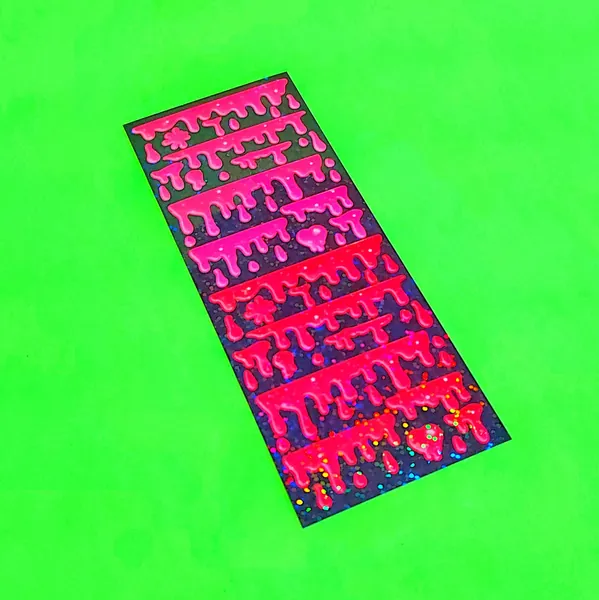 Dripping Blood Horror Cute Pastel Goth Korean Deco Scrapbooking Journal Agenda Halloween Glossy Glitter Sticker Sheet Set - More Colours