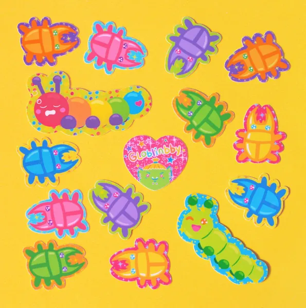 Mini Bug Stickers Beetle Sticker Flakes Caterpillar Rainbow Cute
