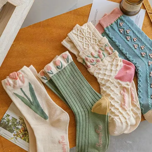 Cozy Kawaii Tulip Flower Cotton Socks
