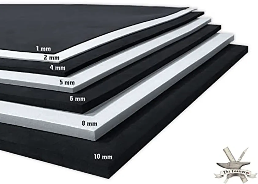 EVA Foam Cosplay - 5mm (1mm to 10mm) - White or Black - 14" x 39" Sheet - Ultra High Density Craft Foam 85 kg/m3 - by The Foamory