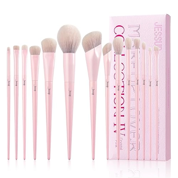 Jessup Pinselset Makeup Rosa Make Up Pinsel Set 14 Makeup Pinsel Premium Vegan Foundation Concealer Rouge Lidschatten Eyeliner Puder Highlighter Blending Gesichtspinsel Set T495
