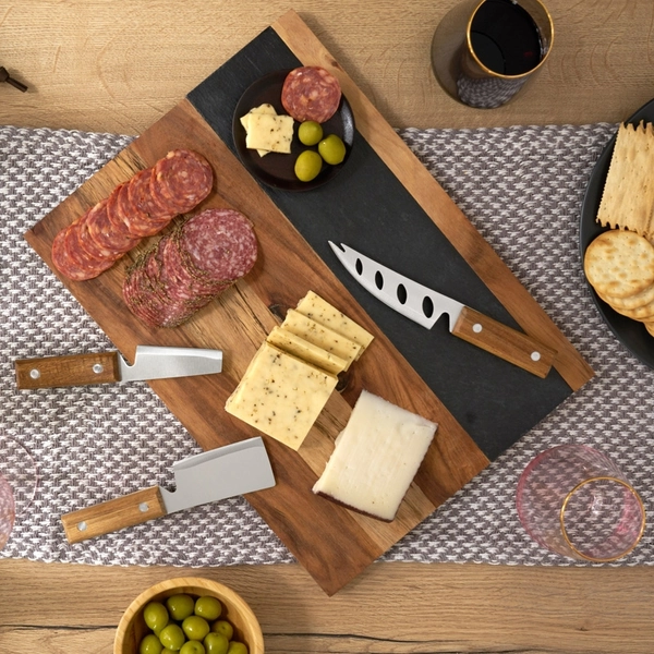 Wooden Cheese Board with Slate
