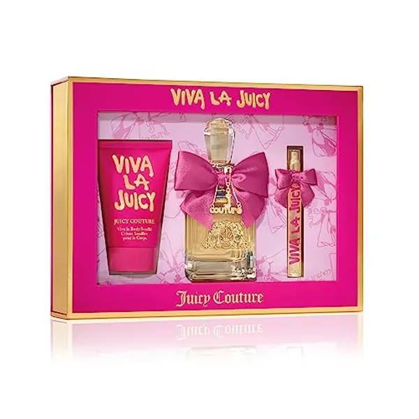 Juicy Couture,3 Piece Fragrance Set Viva La Juicy Eau De Parfum,Women's Perfume Set Includes EDP Spray Perfume,Mini Perfume & Body Lotion -Fruity & Sweet Travel Perfume & Travel Body Lotion for Women