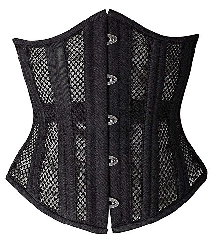 SHAPERX Women's Waist Training Corsets Underbust Heavy Duty 26 Steel Boned Hourglass Silhouette Body Shaper - Medium - Black Mesh