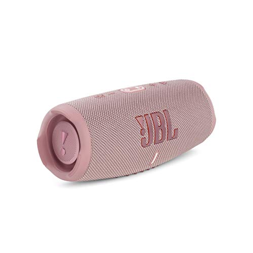 JBL Charge 5 Bluetooth-Lautsprecher in Pink – Wasserfeste, portable Boombox mit integrierter Powerbank und Stereo Sound – Eine Akku-Ladung für bis zu 20 Stunden kabellosen Musikgenuss - Pink