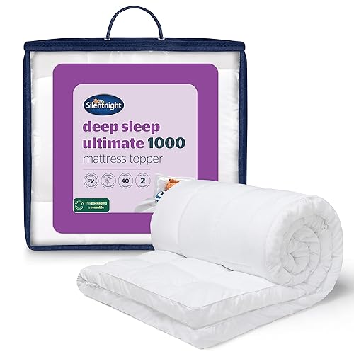 Silentnight Ultimate Deep Sleep 10cm Mattress Topper Double Bed - Luxury 4 Inch Thick Soft Mattress Enhancer Pad with Easy Fit Straps – Hypoallergenic and Machine Washable – Double – 190x135cm - Double - Extra Deep