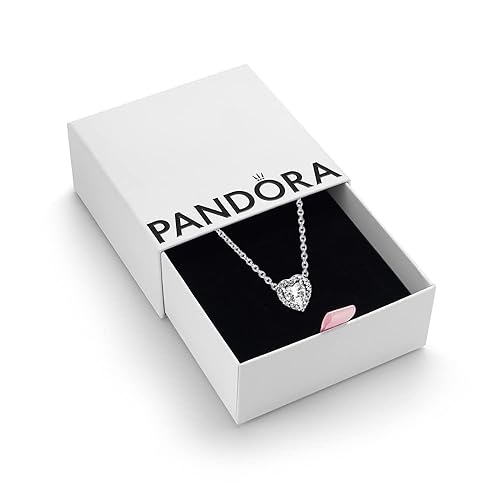 PANDORA Timeless Women's Sterling Silver Elevated Heart Cubic Zirconia Pendant Necklace, 45cm, With Gift Box