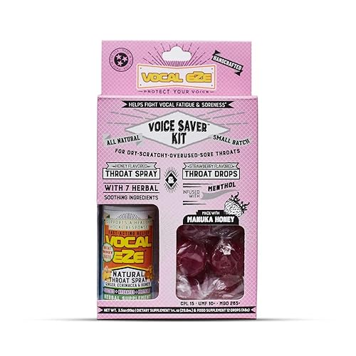 Vocal Eze Voice Saver Kit, Includes Vocal Herbal Throat Spray (1) and (12) Manuka Honey Drops | Relieve Sore, Hoarse, Fatigue, Dryness of Throat | Immune Support, Natural Ingredients (Strawberry) - Strawberry