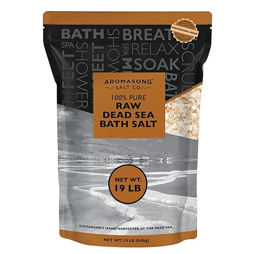 19 lbs Raw Dead Sea Salt Not Cleaned - Still Contains All Dead sea Minerals Including Dead sea Mud - Fine Medium Grain Bath Salt Large resealable Bulk Pack (Packaging May Vary) - 304 Ounce (Pack of 1)