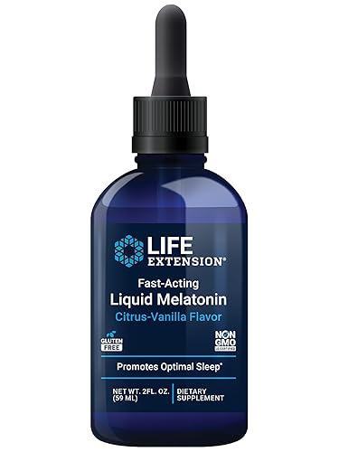 Life Extension Fast-Acting Liquid Melatonin – Sleep & Cellular Health Support Supplement – Gluten-Free – Non-GMO – Citrus-Vanilla Flavor – Net Wt. 2 fl.oz. (59 Servings)