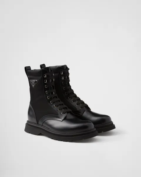 Brushed leather and Re-Nylon boot