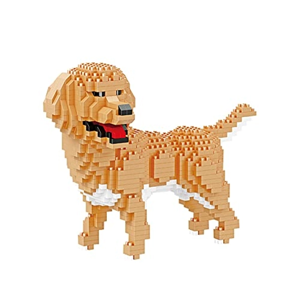 Larcele Micro Building Blocks Animal Set, DIY Mini 3D Building Toy Bricks,824 Pieces KLJM-05(Golden Retriever)