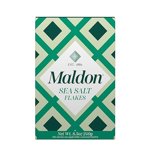 Maldon Salt, Sea Salt Flakes, 8.5 oz (240 g), Kosher, Natural, Handcrafted, Gourmet, Pyramid Crystals (Packaging May vary) - 8.5 Ounce (Pack of 1)