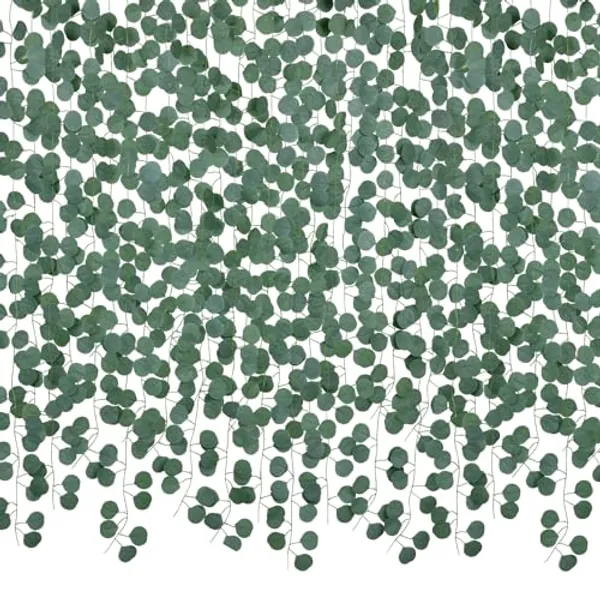 DearHouse 86 Feet 12 Strands Artificial Eucalyptus Leaf Plants Vine Hanging Eucalyptus Garland for Home Kitchen Office Wedding Wall Decor
