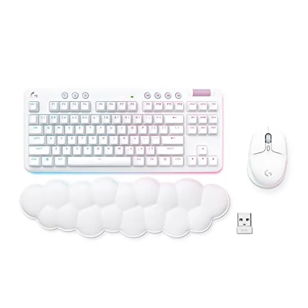 Logitech G Wireless Gaming Combo, G715 Keyboard Clicky + G705 Mouse, Customizable LIGHTSYNC RGB Lighting, Lightspeed Wireless, Bluetooth, PC/Mac/Laptop - White Mist