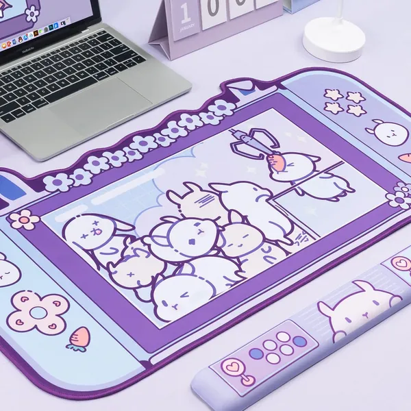 Cute Bunny Claw Machine Design Mousepad 80x40cm (32 x 16 Inches)