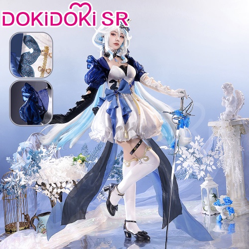 【Partial Size Ready For Ship】DokiDoki-SR Game Genshin Impact Cosplay Furina Costume Alice Blue Doujin Dress Fontaine Focalors | S-Ready For Ship