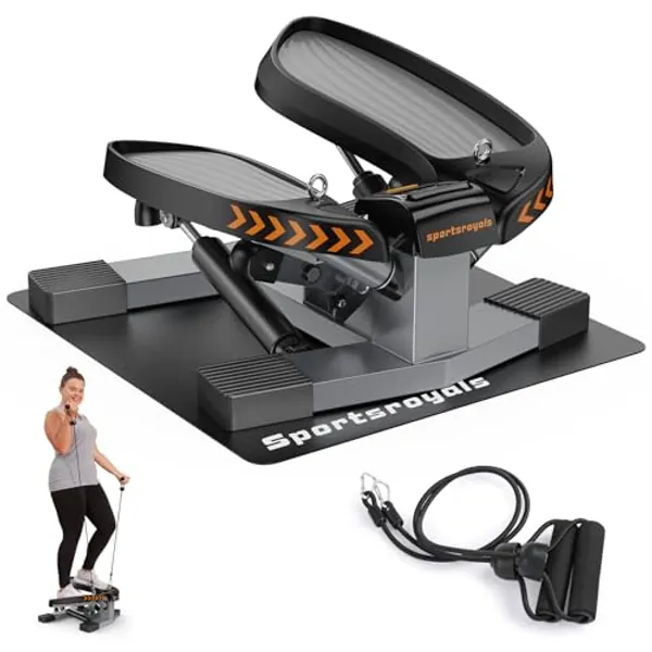 Sportsroyals Stair Stepper for Exercises-Twist Stepper/Mini Stepper with Resistance Bands and 330lbs Weight Capacity
