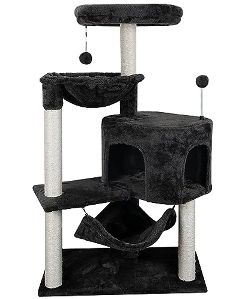 YUNIQUE Newest Cat Tree with Cat Condo and Big Hammock, Darkgrey
