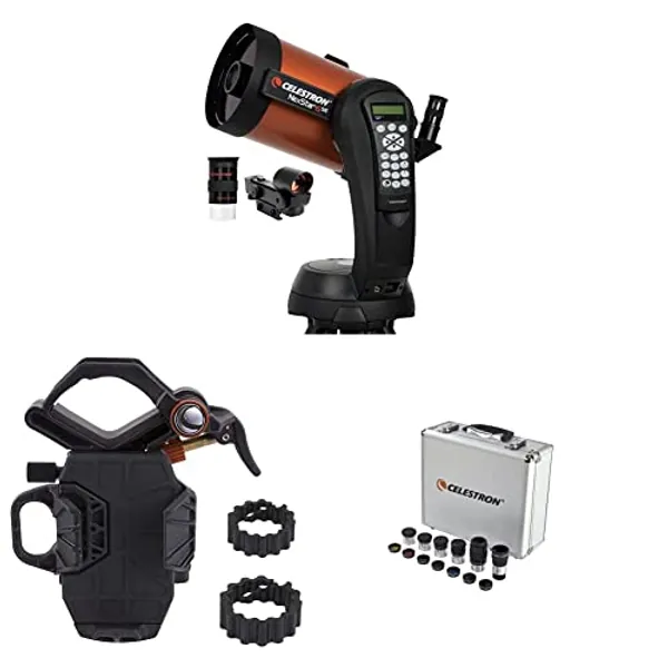 Celestron - NexStar 6SE Telescope - Computerized Telescope & NexYZ – 3–Axis Universal Smartphone Adapter for Telescope & 1.25” Eyepiece and Filter Accessory Kit – 14 Piece