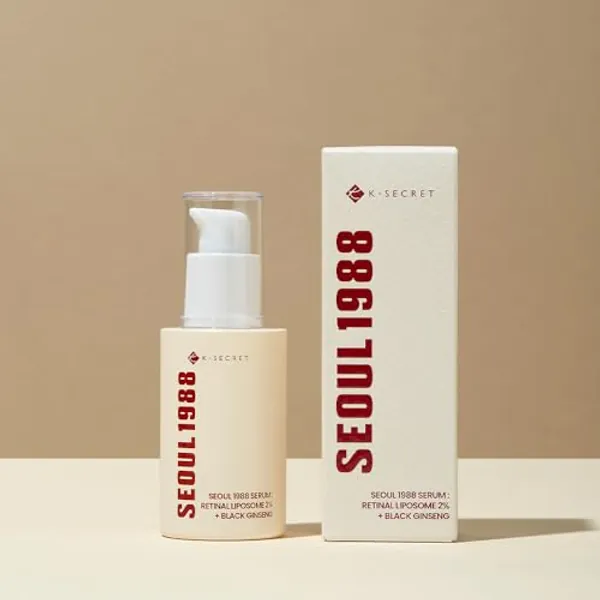 KSECRET SEOUL 1988 Serum : Retinal Liposome 2% + Black Ginseng, 30ml/1.01fl.oz | 58% Black Ginseng Extract | Retinal serum, Bakuchiol, VitaminC&3Peptides for Wrinkle Care | Korean Skincare | seoul1988
