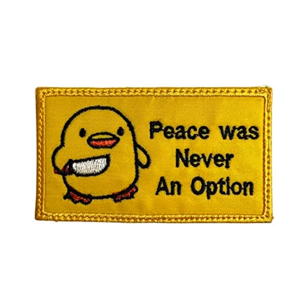 Peace was Never an Option Chick Meme Patch - Funny Tactical Military Morale Embroidered Patch Hook Fastener Backing
