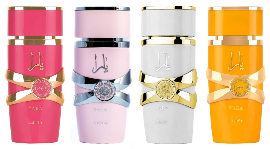 Lattafa Yara 4 Pcs Fragrance Bundle for Women | 4 x 3.4 oz / 100 ml Eau de Parfum Spray (Yara; Yara Moi; Yara Tous; Yara Candy)