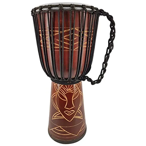50cm Profi Djembe Trommel Bongo Drum Buschtrommel Percussion Afrika Schnitzerei - (Sehr gutes Instrument für Damen und Jugendliche guter Bass)