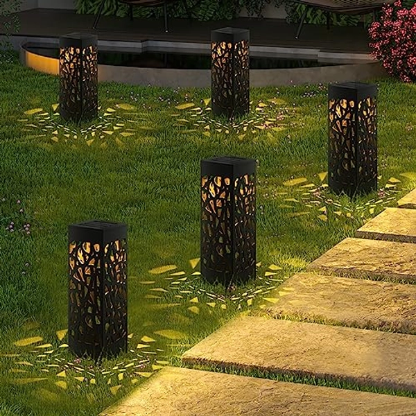 Aigostar Lampade Solari da Giardino 12 pcs Luci Solari Esterno Giardino con Luce Bianca Calda, IP44 Impermeabile Luce Solari Esterno Giardino, Auto On/Off, 5.7 * 5.7 * 28.5 CM
