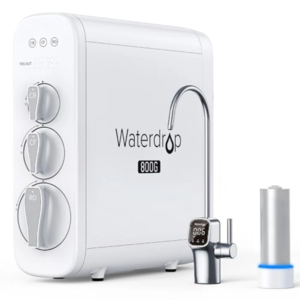 Waterdrop Sistema a Osmosi Inversa, 800 GPD a Flusso rapido, Certificato NSF/ANSI 58, 3:1 da Puro a Scarico, Riduzione TDS, WD-G3P800
