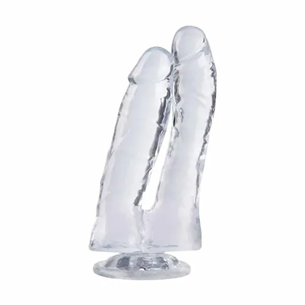 Lifelike Lover Luxe Double Ended Realistic Dildo - Huge Silicone Dildo with Strong Suction Cup - Transparent