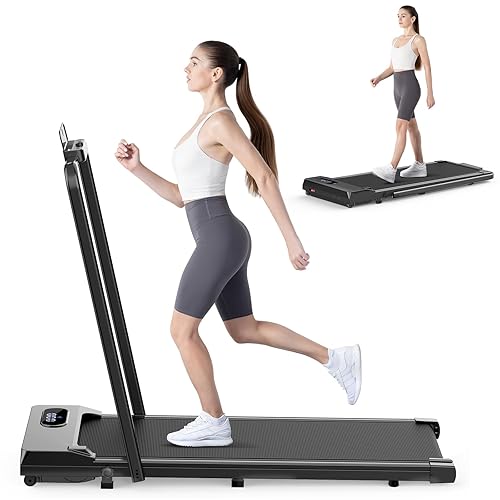HomeFitnessCode Laufband Walking Pad - Laufpad für Zuhause bis 120kg Gehband Schreibtisch Band Treadmill für Zuhause und Büro - Schwarz Klappbar