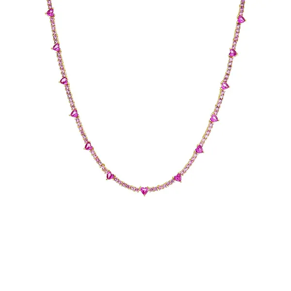 CZ Heart Accented Tennis Necklace