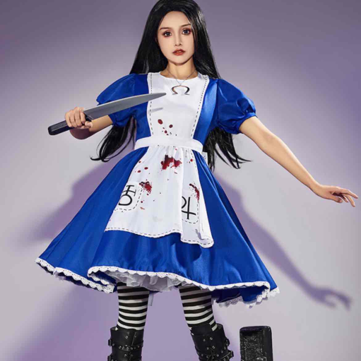 Alice: Madness Returns Alice Cosplay Costume Halloween Maid Dress Set