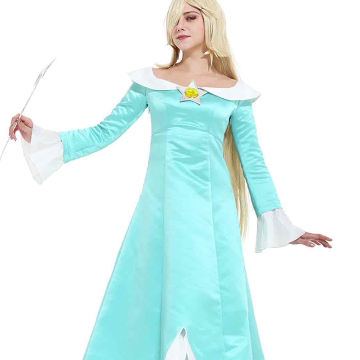Women's Galaxy Rosalina Cosplay Costume Including Crown and Earrings