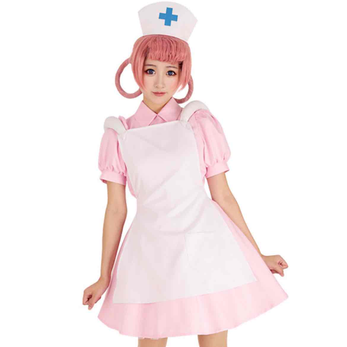 Nurse Joy Pink Cosplay Costume Dress with Hat