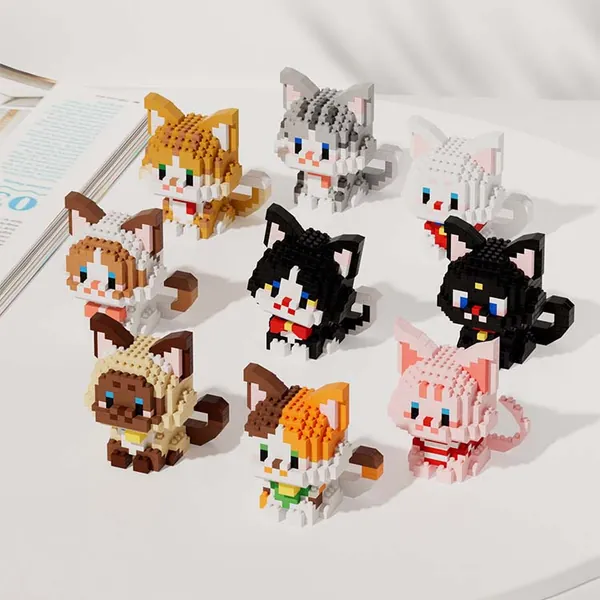 Cute Cat Building Blocks Kawaii Cat Toy Blocks