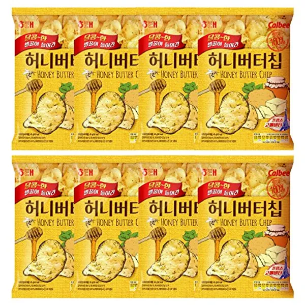 Haitai Honey Butter Chips Sweet Fried Potato Snacks Crisps, 2.1oz, Pack of 8