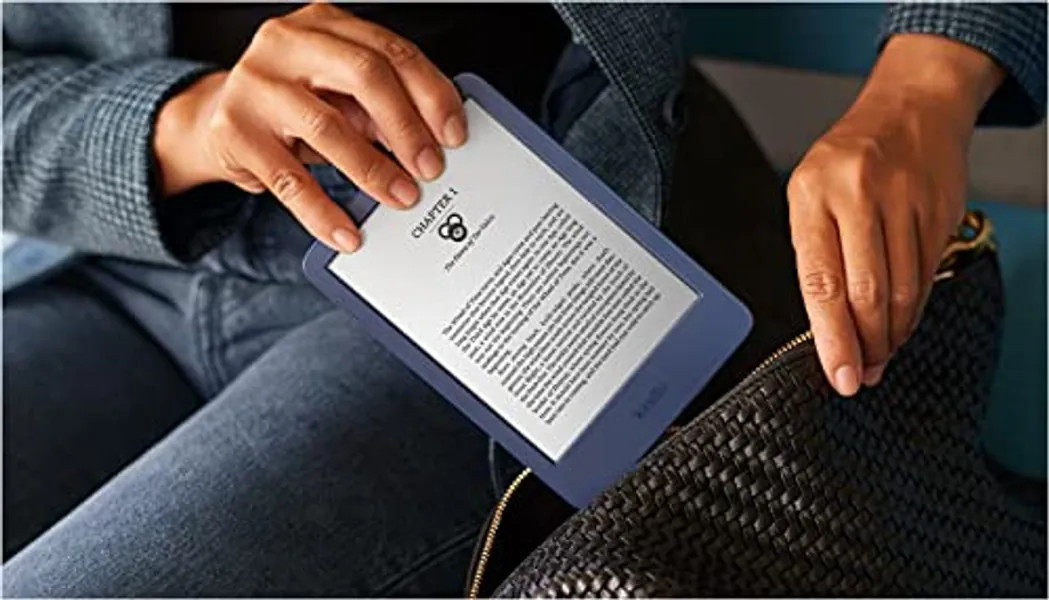 Amazon Kindle (newest gen) – The lightest and most compact Kindle, with extended battery life, adjustable front light, and 16 GB storage – Denim