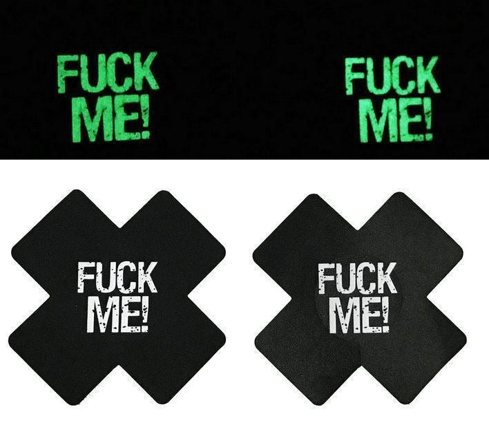 Soul Snatch | cross-shaped nipple stickers - Black (Glow in the Dark)