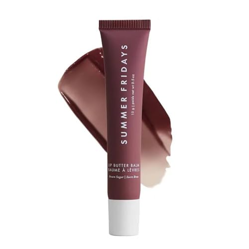 Summer Fridays Lip Butter Balm - Conditioning Lip Mask and Lip Balm for Instant Moisture, Shine and Hydration - Sheer-Tinted, Soothing Lip Care - Brown Sugar (.5 Oz) - Sheer Brown