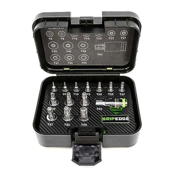 GRIPEDGE Tools | 14PC RPT Star Driver Set | Sizes T6 - T60 | 1/4'' - 3/8'' - 1/2'' Drive | Made With S2 Steel | Includes Premium Plastic Case With A Foam Insert |