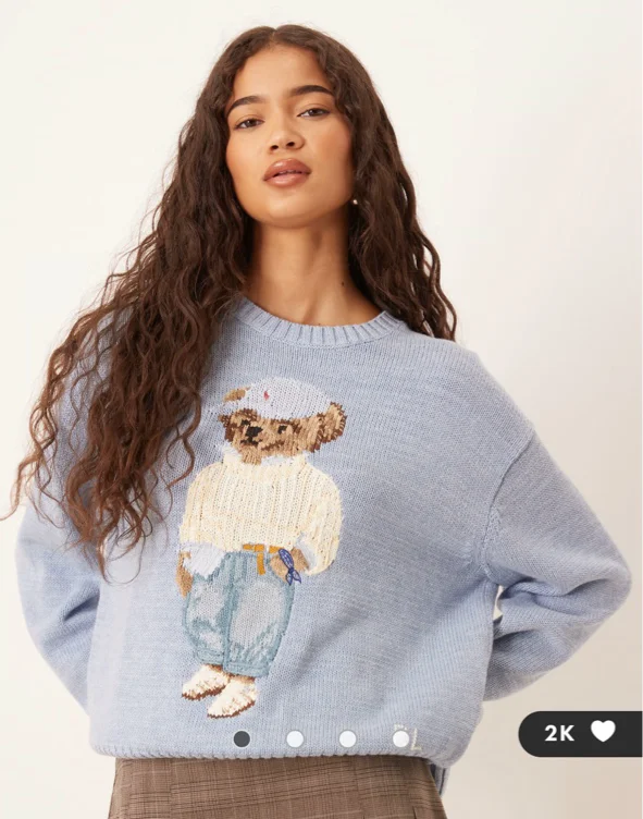 Polo Ralph Lauren bear knitted jumper in blue