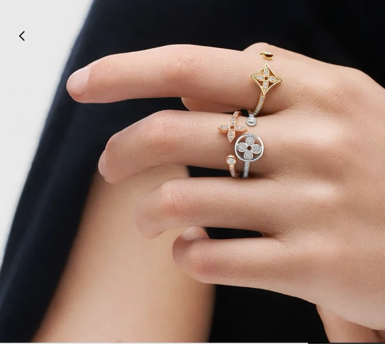 Idylle Blossom Paved Ring, 3 Golds And Diamonds