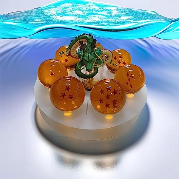 UMIKAkitchen Resin Shenron Figure Shenlong Statue Set + 7.6cm Crystal Balls + Shelf with Gift Box for Business Halloween Christmas Holiday and Birthday Home Decoration