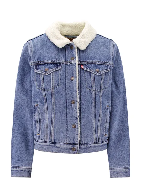 Denim jacket with logoed label