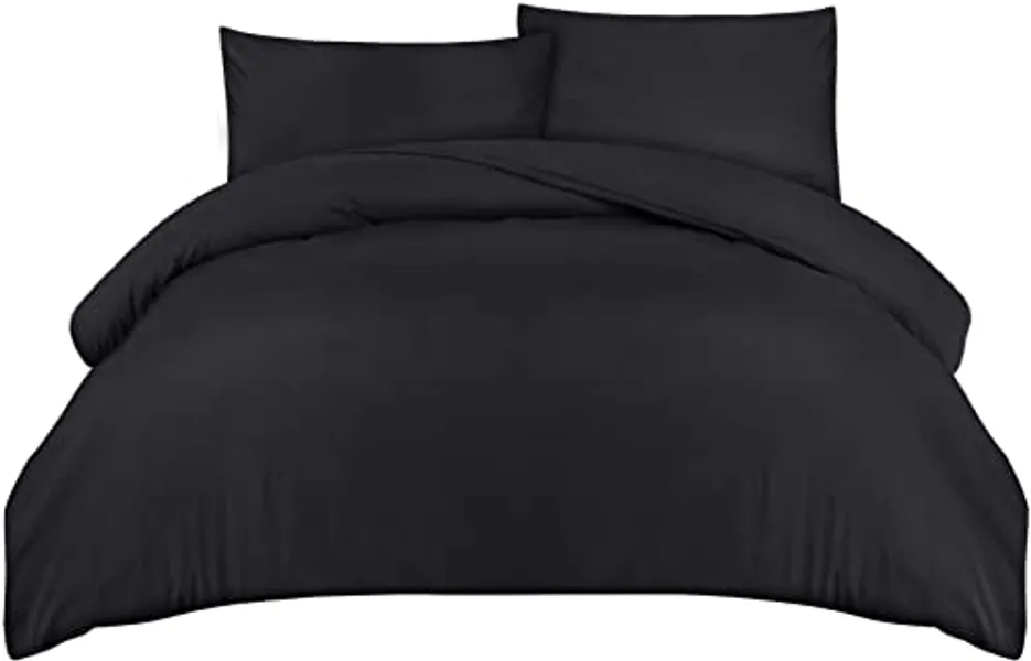 Utopia Bedding Housse de Couette 200x200 cm avec 2 Taies d'oreiller 50x75 cm (Noir) - Parure de Lit 200 x 200 cm - Ensembles de Housses de Couette en Microfibre brossée Douce