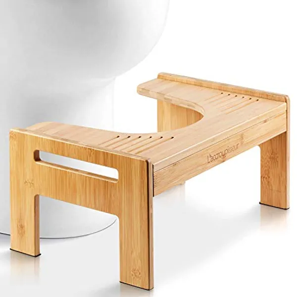 Tabouret de Toilettes en Bambou - Marche Pied Physiologique WC en Bois - Repose Pieds Accroupisseur Ajustable en Hauteur - pour la Rééducation du Périnée Recommandé par Les Médecins