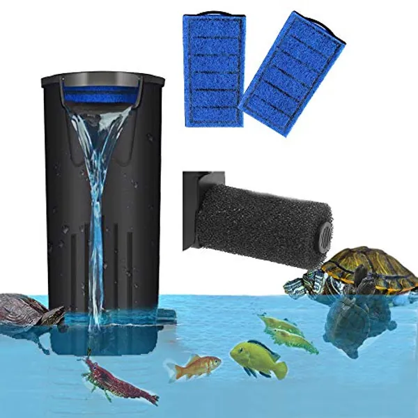 Filtre pour tortue d'aquarium - Filtre à faible niveau d'eau - Filtre submersible - Pompe de nettoyage pour aquarium à tortue (600 l/h) - Noir